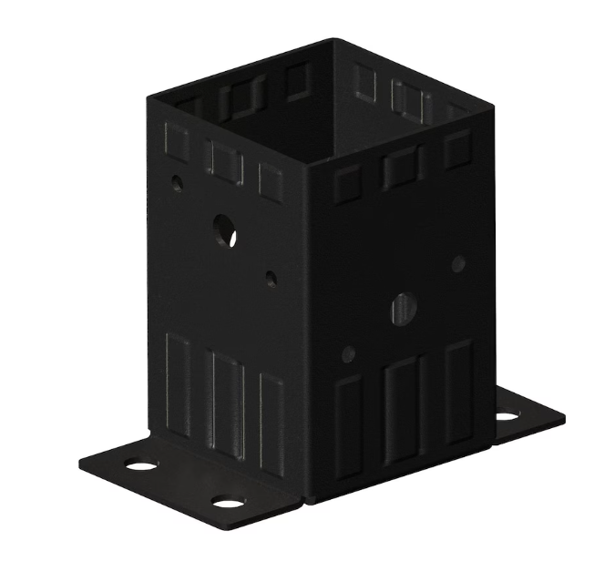 Peak 4-inch x 4-inch Heavy-Duty Steel Bolt Down Post Support in Black