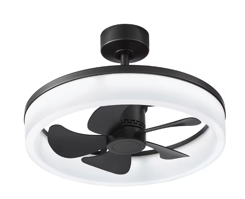 Home Decorators Collection Dialstone 23-inch Indoor/Cover Outdoor Matte Black Ceiling Fan with Integrated CCT LED Light & Remote