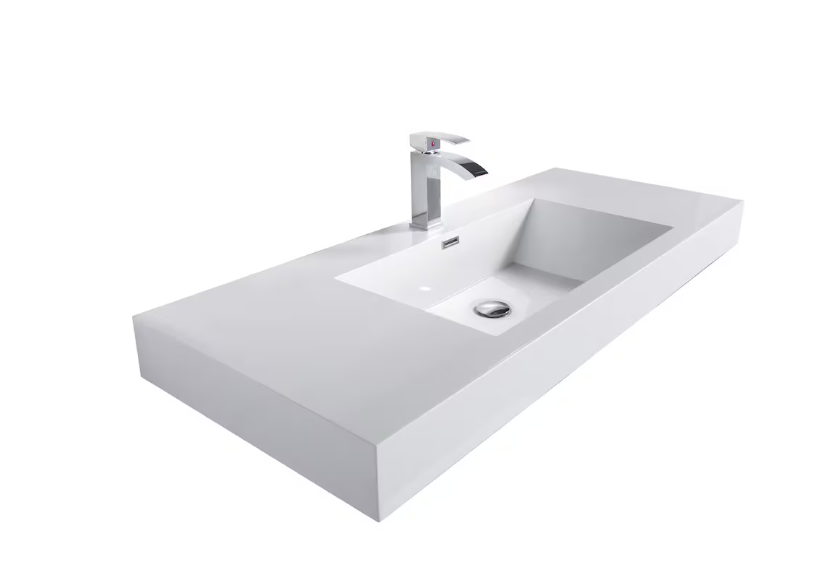 Nordic Canada 36-inch W x 19-inch D Acrylic Vanity Top in White with Rectangular Bowl