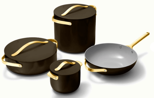8-piece cookware set featuring stylish pots and a wok with a non-toxic ceramic coating, perfect for Vancouver cooking.