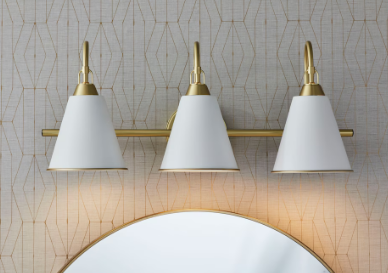 3-Light White and Gold Vanity Light