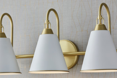 3-Light White and Gold Vanity Light