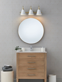 3-Light White and Gold Vanity Light