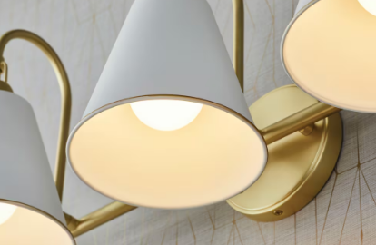 3-Light White and Gold Vanity Light