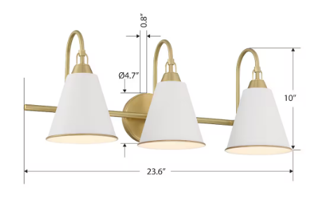 3-Light White and Gold Vanity Light
