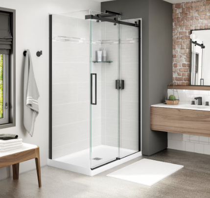 MAAX Halo 78.75 in. H Frameless Fixed Return Panel in Matte Black with 8mm Clear Tempered Glass for 32 in. Wide Base & Halo Shower Door