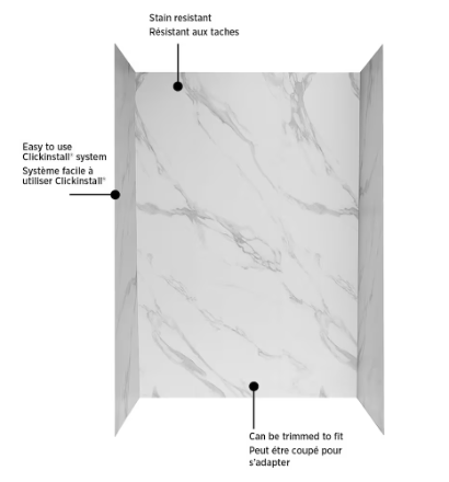Faux White Marble Shower Wall