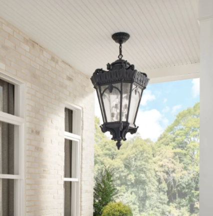 Kichler Tournai Outdoor Pendant – Cast Aluminum & Seedy Glass (new)