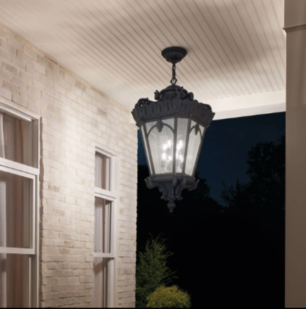 Kichler Tournai Outdoor Pendant – Cast Aluminum & Seedy Glass (new)