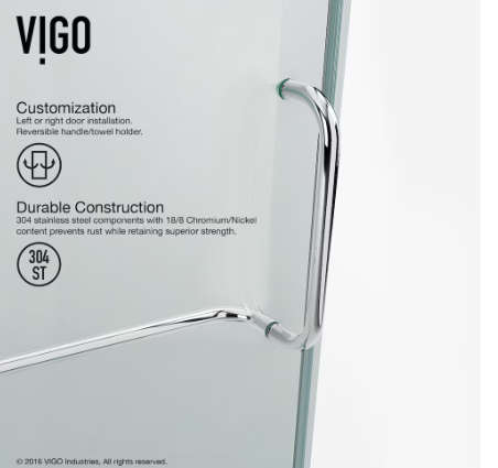 VIGO Corner Clear Glass Shower Door Kit (new)