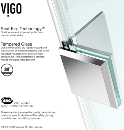 VIGO Corner Clear Glass Shower Door Kit (new)