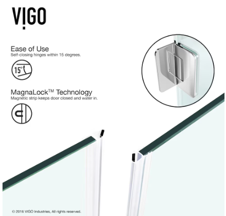 VIGO Corner Clear Glass Shower Door Kit (new)