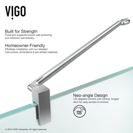 VIGO Corner Clear Glass Shower Door Kit (new)