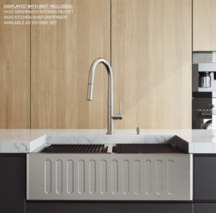 Vigo Double Stainless Steel Farmhouse Sink with Accessories (new)