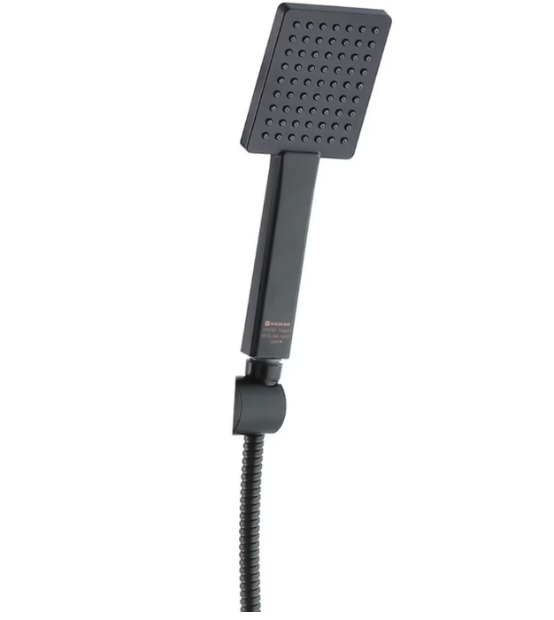 Glacier Bay Modern 8-inch 1-Function Wall Mount Rectangle Handshower & Showerhead Kit in Matte Black