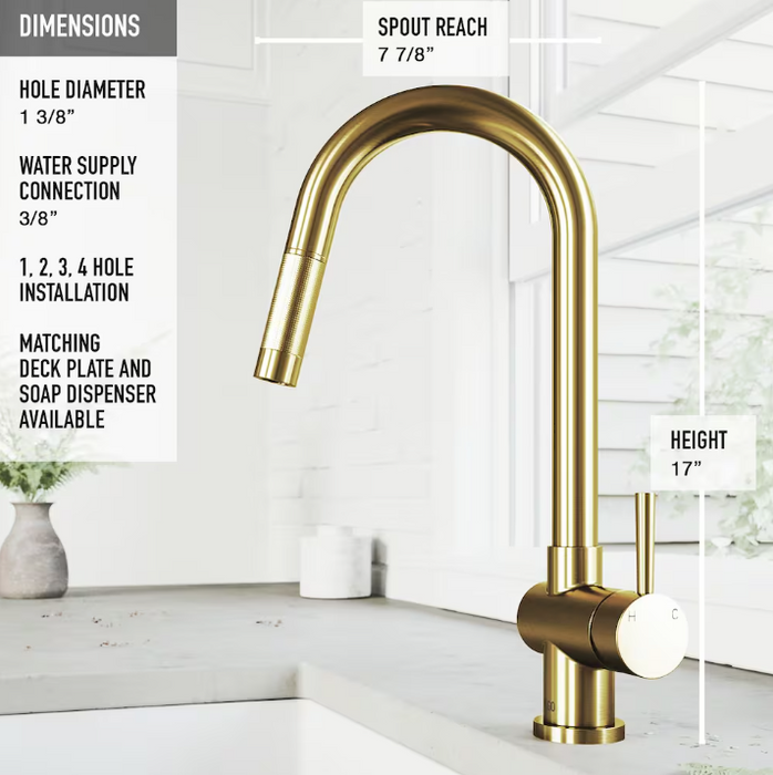 VIGO Gramercy Single-Handle Pull-Down Sprayer Kitchen Faucet in Matte Brushed Gold