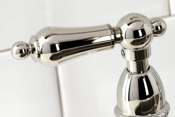 Kingston Brass Heritage 2-Handle Bridge Kitchen Faucet with Side Sprayer in Polished Nickel