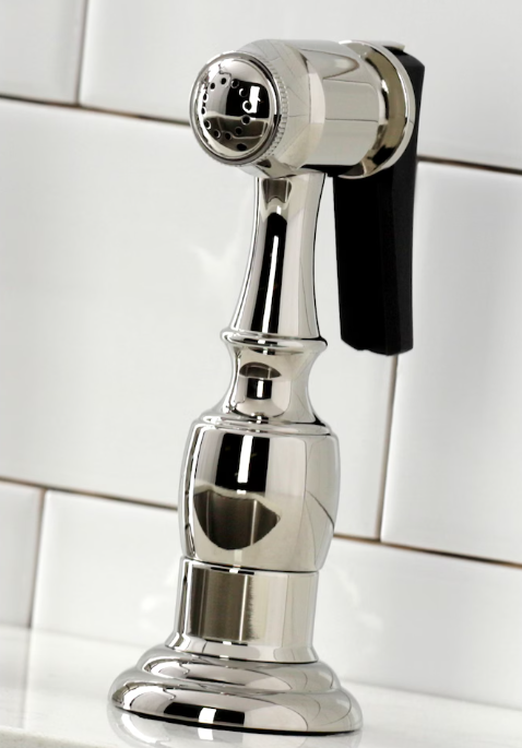 Kingston Brass Heritage 2-Handle Bridge Kitchen Faucet with Side Sprayer in Polished Nickel