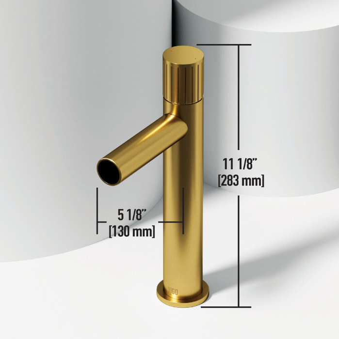 VIGO Ashford Single Hole Single-Handle Vessel Bathroom Faucet in Matte Brushed Gold
