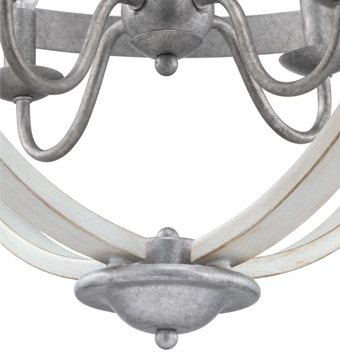 Progress Lighting Keowee 4-Light Artisan Iron Farmhouse Globe Candle-Style Chandelier with Elm Wood Accents