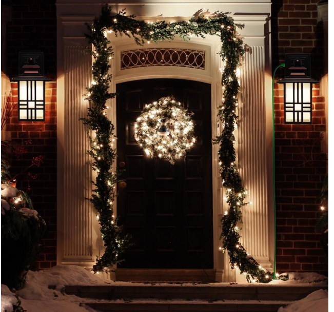 Black and Bronze Outdoor Wall Lantern with Built-In Electrical Outlet (New)