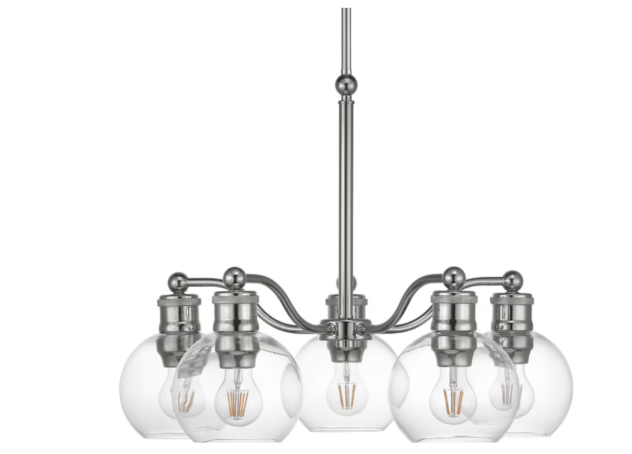Progress Lighting Hansford Collection Five-Light Chandelier, Polished Nickel Finish (New)