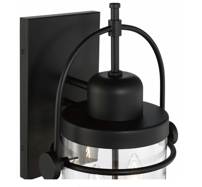 GlucksteinElements Lowell 2-Light 16.5-inch Height Outdoor Industrial Wall Sconce in Black (New)