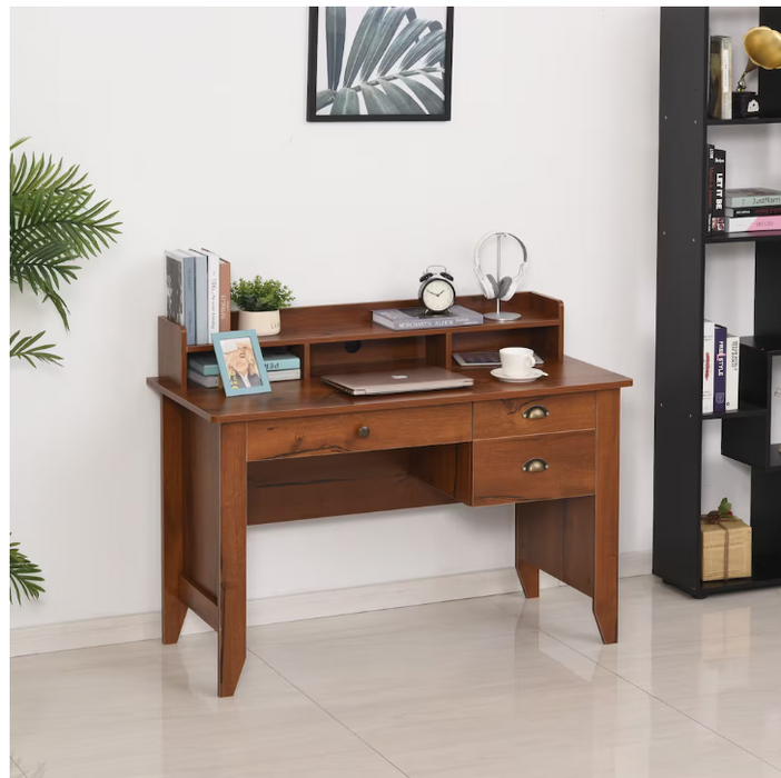 HOMCOM Computer Desk with Storage Drawer Home Office Writing Study Table, Brown(New)