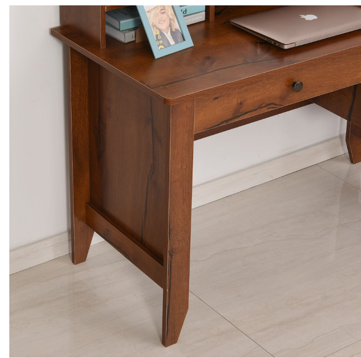 HOMCOM Computer Desk with Storage Drawer Home Office Writing Study Table, Brown(New)