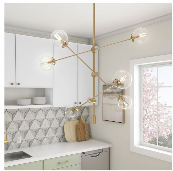 Canarm KYLO 6-Light Gold Chandelier with Clear Glass