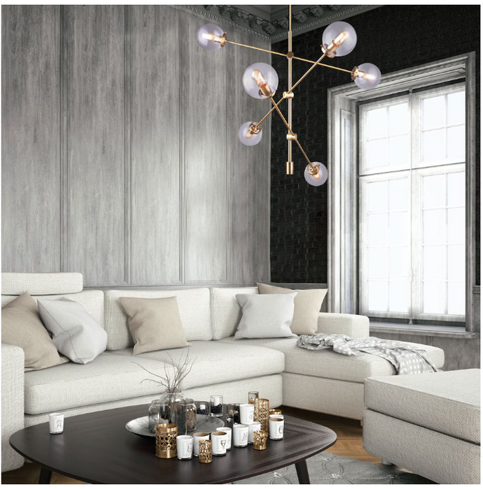Canarm KYLO 6-Light Gold Chandelier with Clear Glass