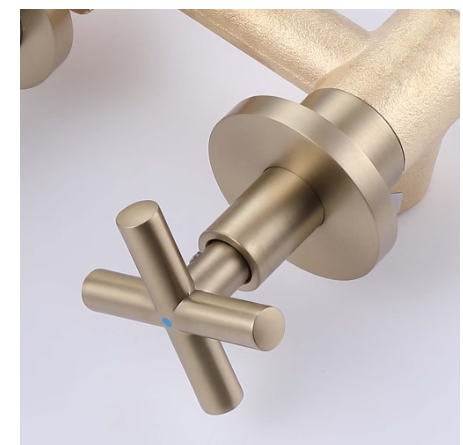 WELLFOR RZCJ8 Wall Mount Bathroom Sink Faucet with 2 Handle in Brushed Gold (NEW)