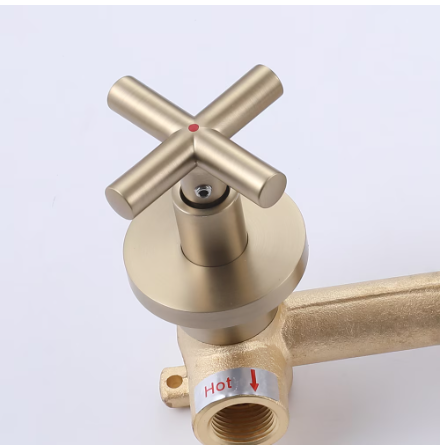 WELLFOR RZCJ8 Wall Mount Bathroom Sink Faucet with 2 Handle in Brushed Gold (NEW)