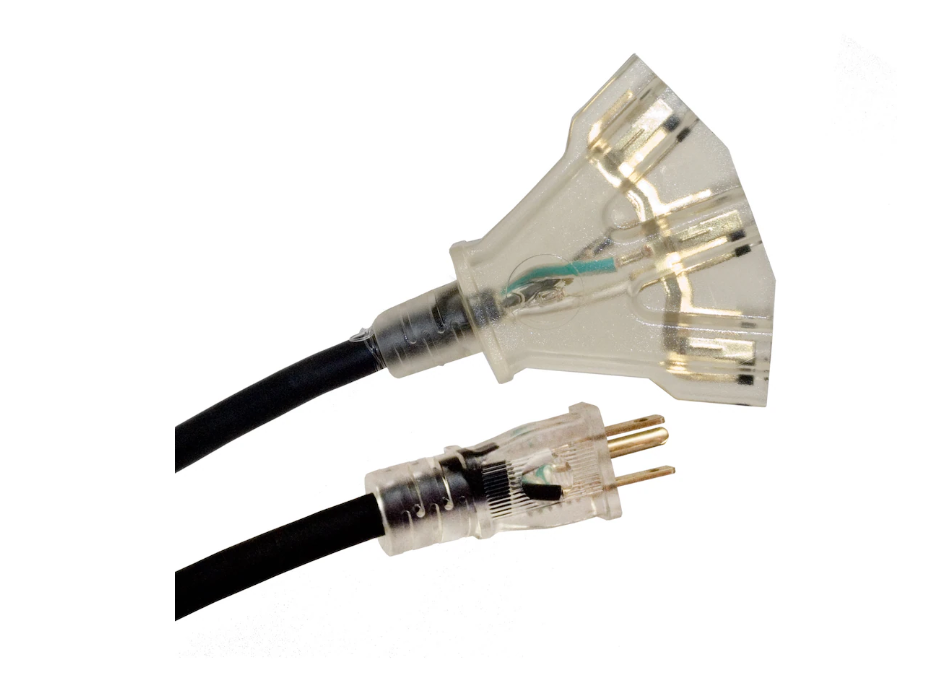 RIDGID 12Ga. Heavy Duty Rubber Extension Cord 50Ft Lighted Fantail End (Sjow)