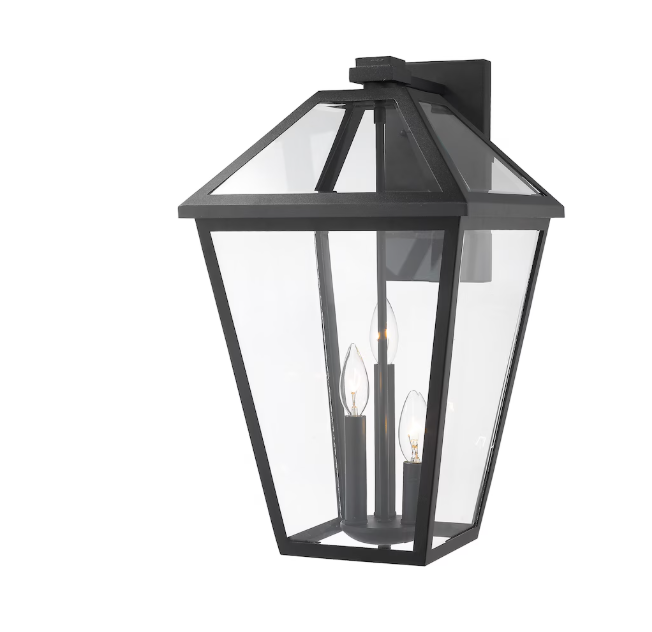 Z-Lite Talbot 3 Light Outdoor Wall Sconce in Black (New)