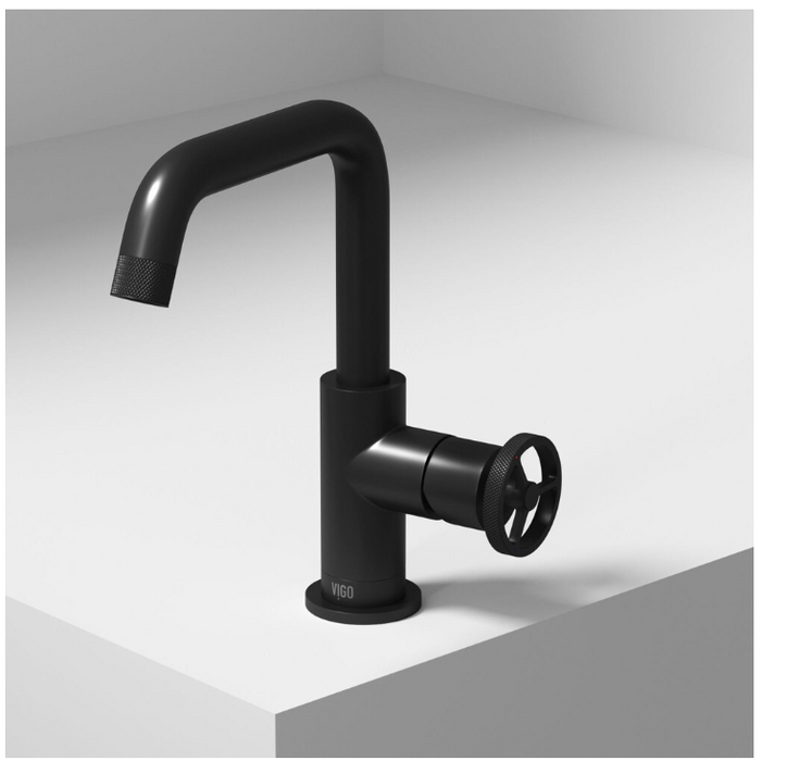 VIGO Cass Oblique Single Hole Single-Handle Bathroom Faucet in Matte Black