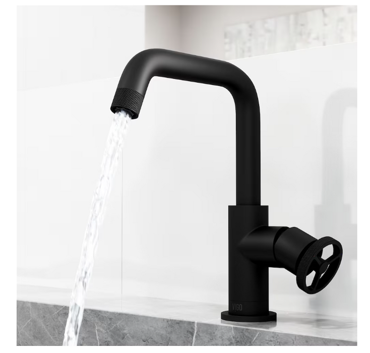 VIGO Cass Oblique Single Hole Single-Handle Bathroom Faucet in Matte Black