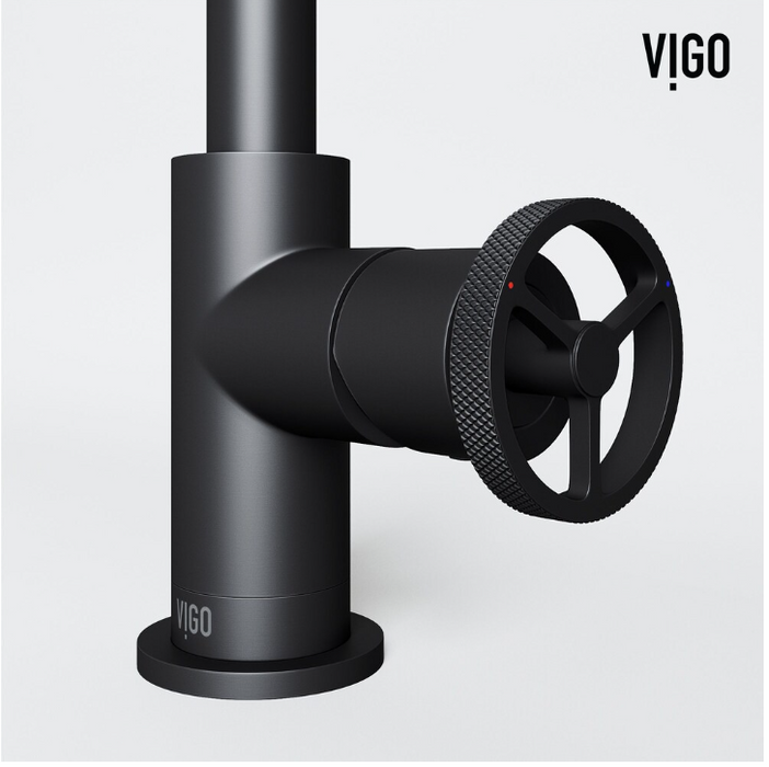 VIGO Cass Oblique Single Hole Single-Handle Bathroom Faucet in Matte Black