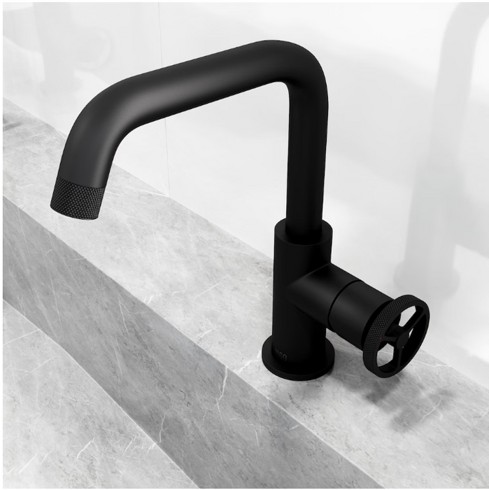 VIGO Cass Oblique Single Hole Single-Handle Bathroom Faucet in Matte Black