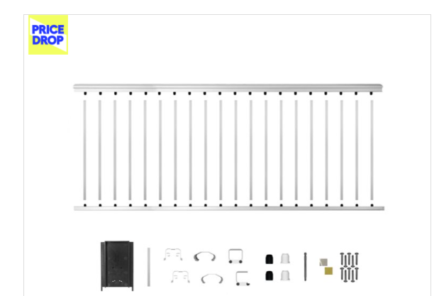 Nuvo Iron 6-Ft x 42-In White Square Aluminum Deck Railing Kit