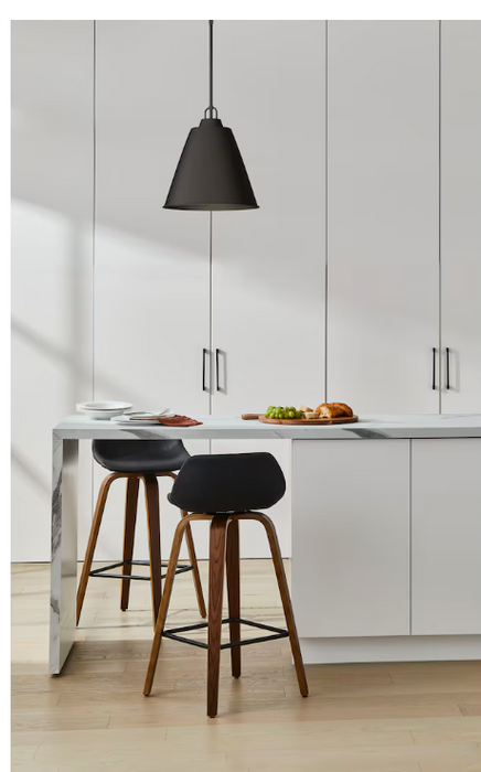 GlucksteinElements Allegra 3-Light 17-inch H Black Finish with Black Metal Shade Classic Style Drum Hanging Pendant