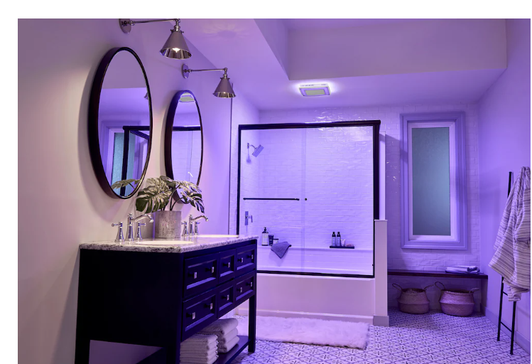 Broan-NuTone 110 CFM 1.5 Sones Bathroom Fan, ChromaComfort Bluetooth Speaker (for bathrooms up to 105 sq. ft.) (NEW)