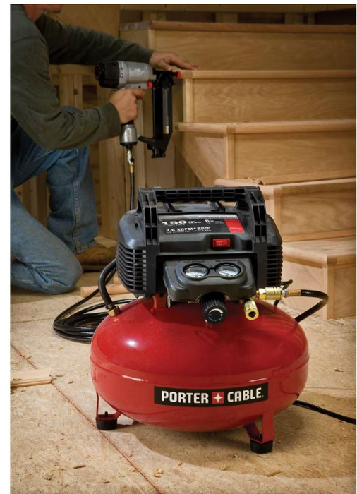 PORTER-CABLE Electric Portable 150 PSI 6 Gal Pancake Air Compressor, Oil Free (LIGHTLY USED)