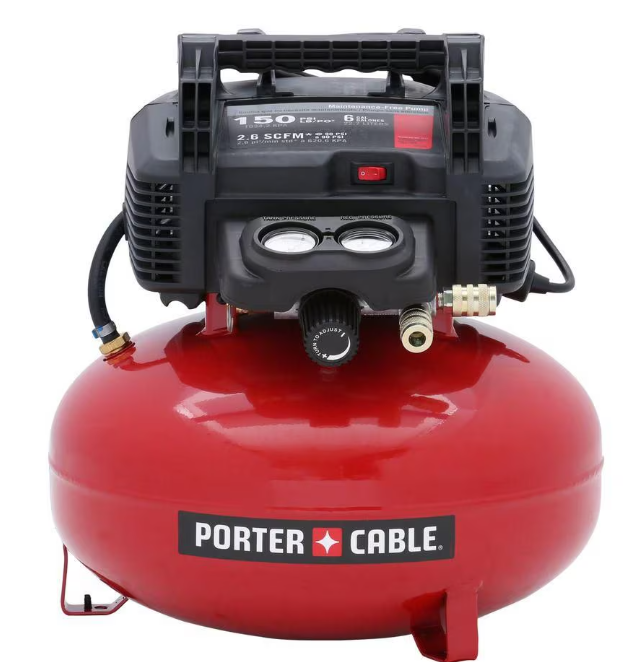 PORTER-CABLE Electric Portable 150 PSI 6 Gal Pancake Air Compressor, Oil Free (LIGHTLY USED)