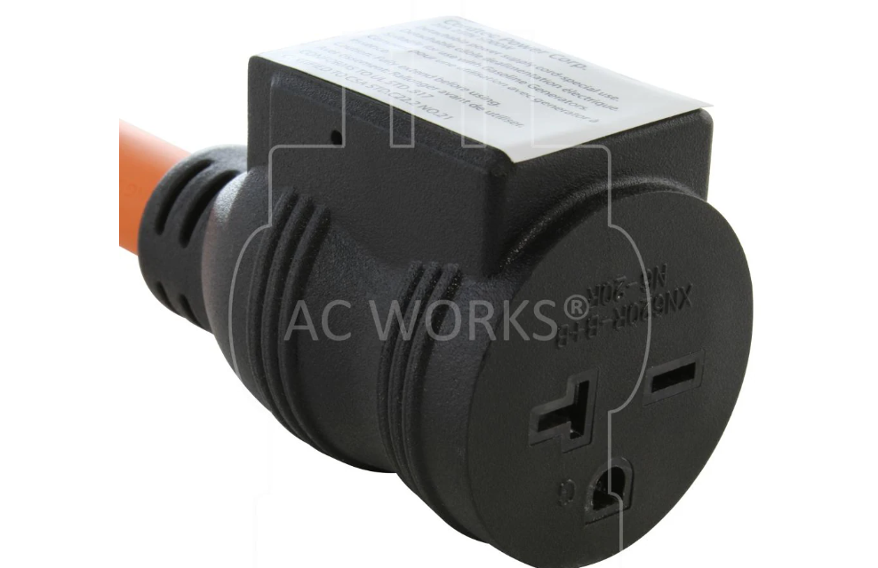 AC WORKS® 1FT 30A 3-Prong 6-30P Commercial HVAC Plug - 6-15/20 Outlet with 20A Breaker