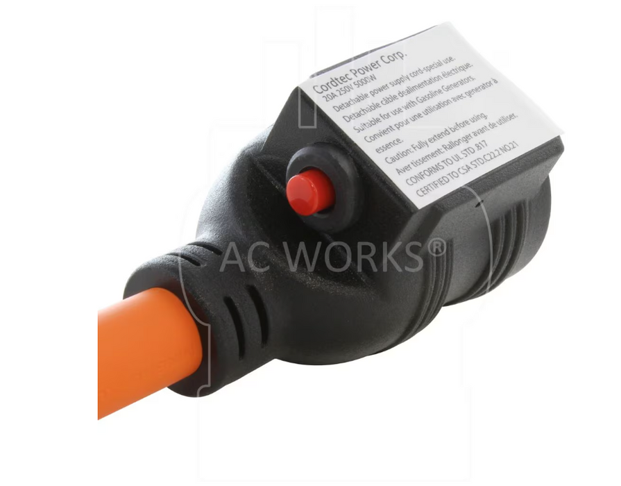 AC WORKS® 1FT 30A 3-Prong 6-30P Commercial HVAC Plug - 6-15/20 Outlet with 20A Breaker