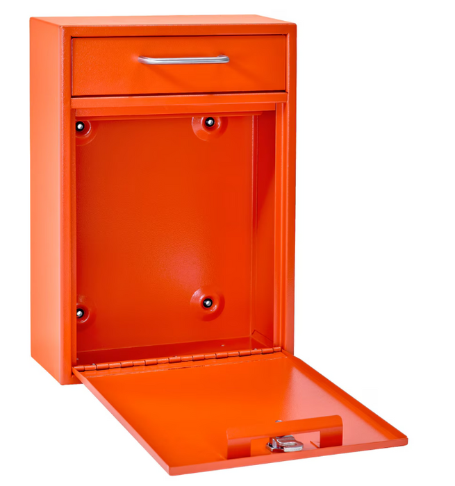 Mail Boss Locking Security Drop Box, Bright Orange