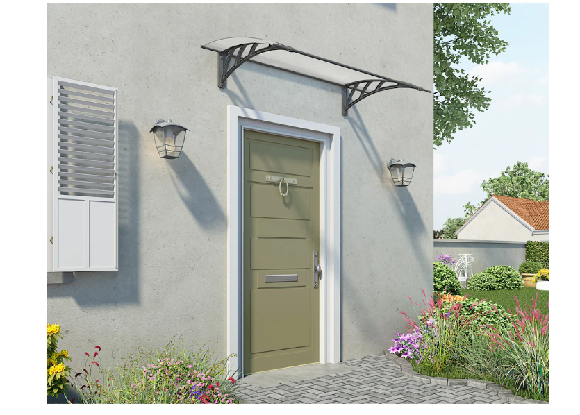 CANOPIA by PALRAM Neo 3 ft. x 4.5 ft. Door and Window Awning - Grey