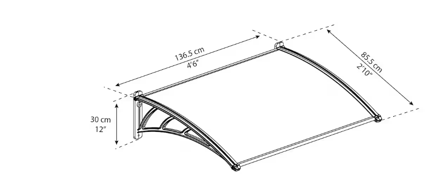 CANOPIA by PALRAM Neo 3 ft. x 4.5 ft. Door and Window Awning - Grey