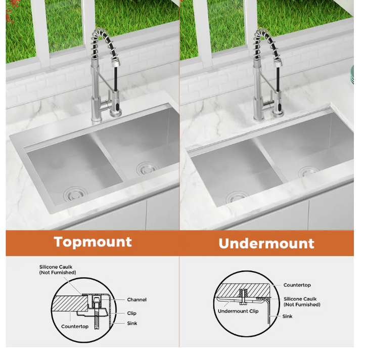 31.5 in. W 1-Hole Double Bowl Rectangular Stainless Steel Dual Mount Kitchen Workstation Sink Combo (NEW)